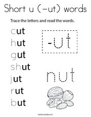 Short u (-ut) words Coloring Page