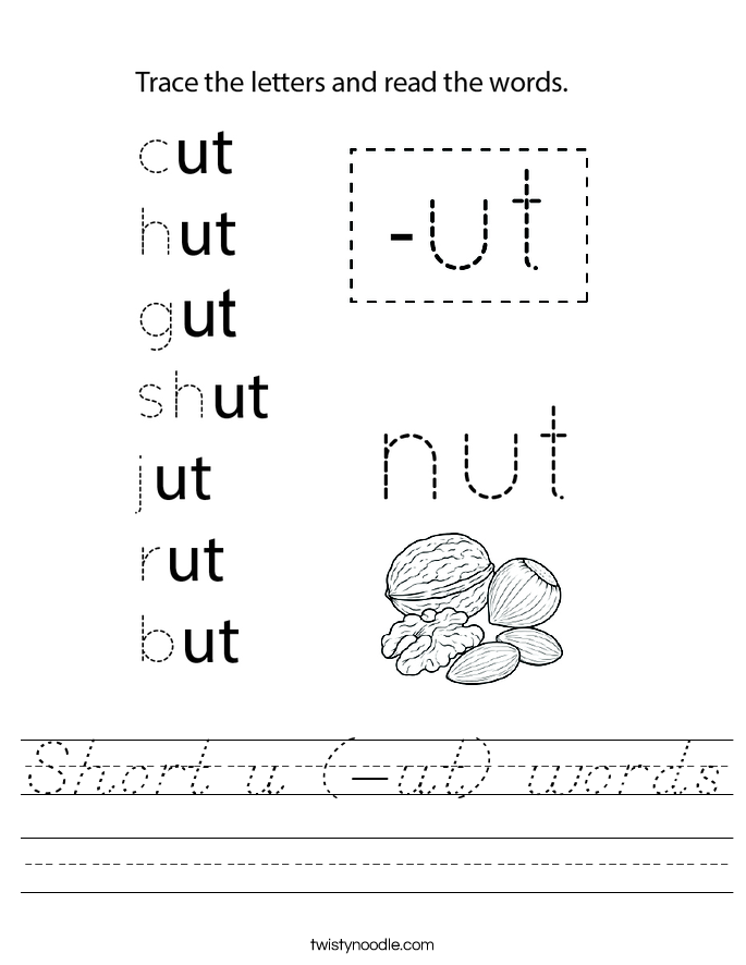 Short u (-ut) words Worksheet