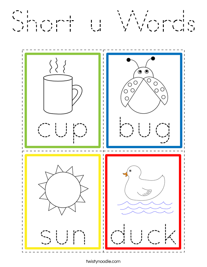 Short u Words Coloring Page