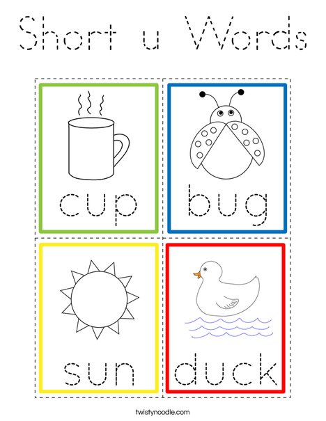 Short u Words Coloring Page