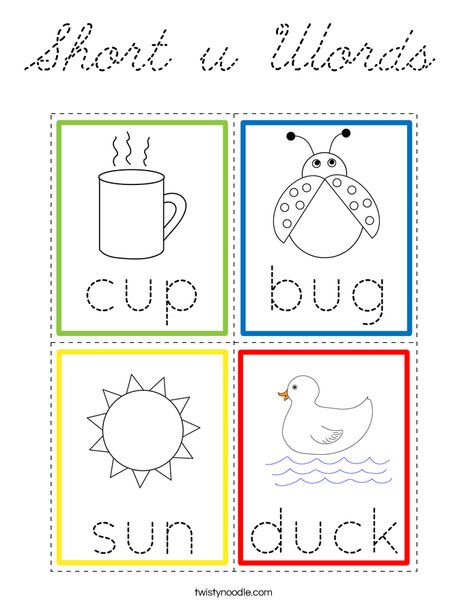 Short u Words Coloring Page