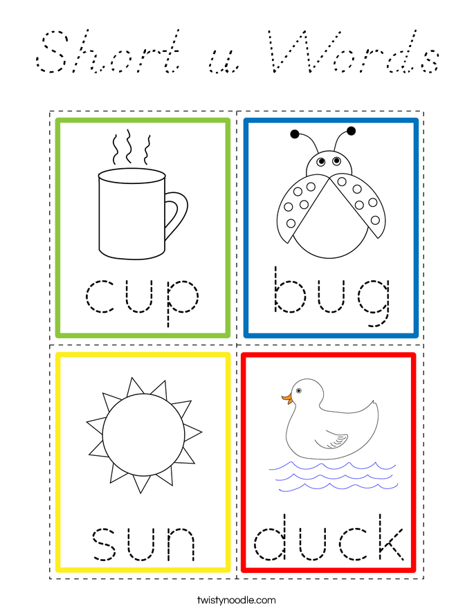 Short u Words Coloring Page