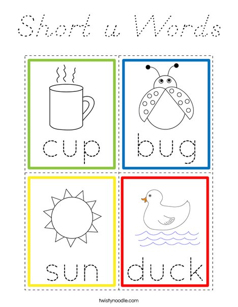 Short u Words Coloring Page