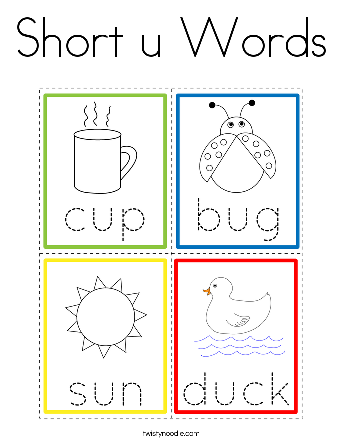 Short u Words Coloring Page