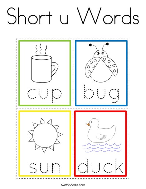 Short u Words Coloring Page