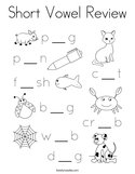 Short Vowel Review Coloring Page
