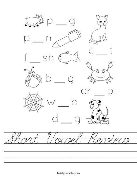 Short Vowel Review Worksheet