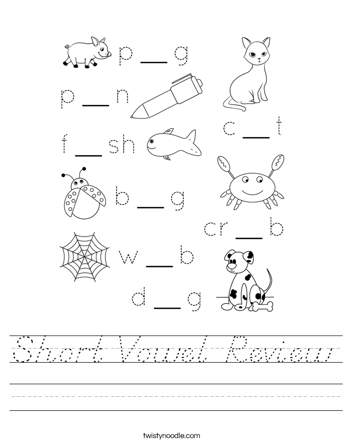 Short Vowel Review Worksheet