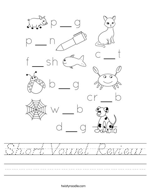 Short Vowel Review Worksheet