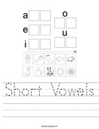Short Vowels Handwriting Sheet