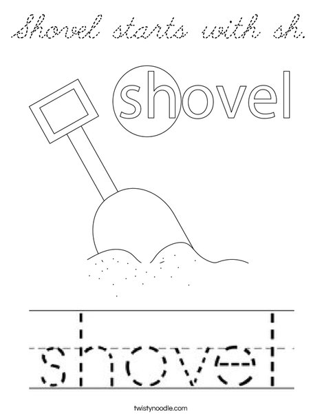 Shovel starts with sh. Coloring Page