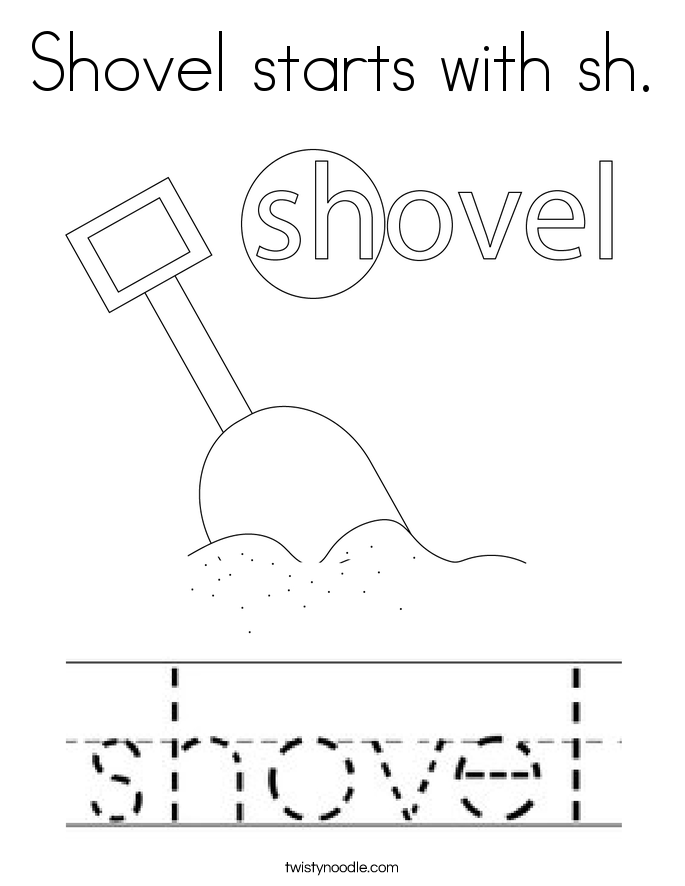 Shovel starts with sh. Coloring Page