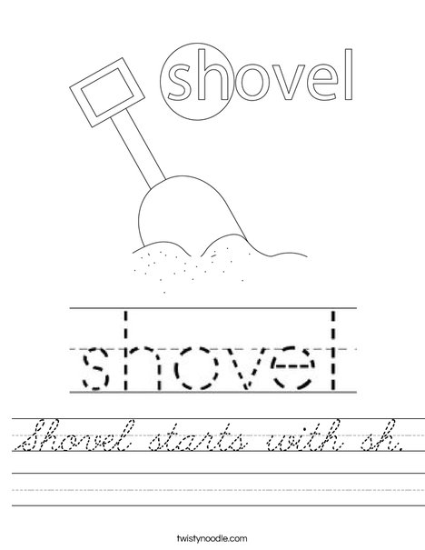 Shovel starts with sh. Worksheet