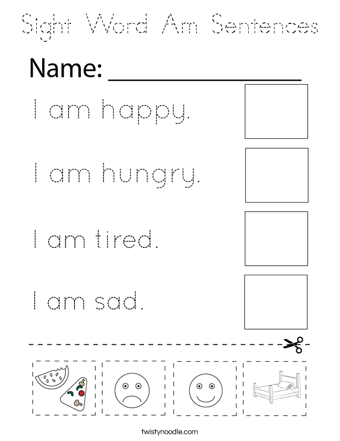 Sight Word Am Sentences Coloring Page