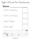 Sight Word Am Sentences Coloring Page