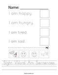 Sight Word Am Sentences Worksheet