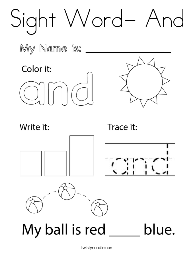 Sight Word- And Coloring Page