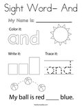Sight Word- And Coloring Page