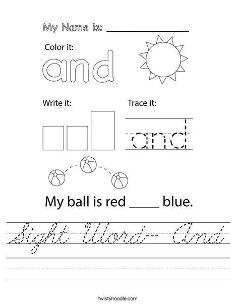 Sight Word- And Worksheet