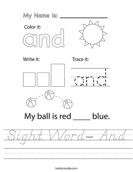 Sight Word- And Worksheet