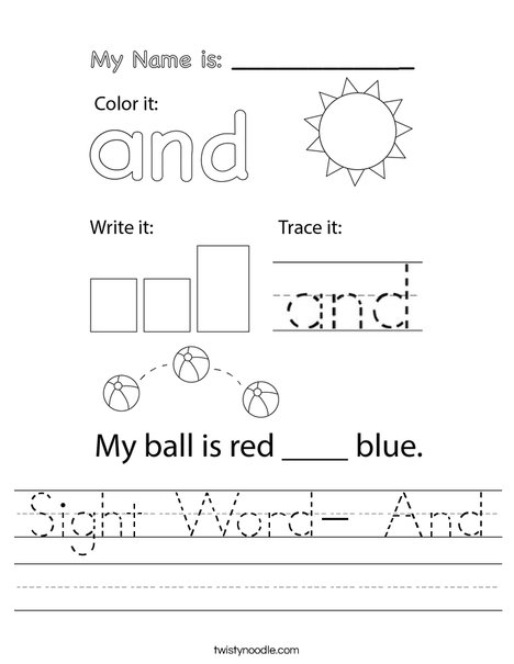 Sight Word- And Worksheet - Twisty Noodle Sight Word- And Worksheet - Twisty Noodle