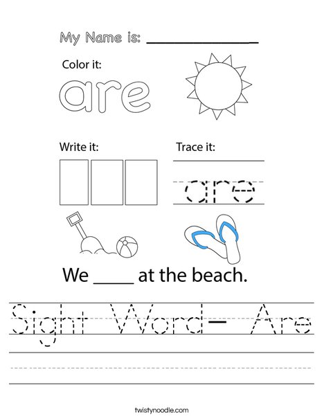 Sight Word- Are Worksheet - Twisty Noodle sight-word-are-worksheet-twisty-noodle