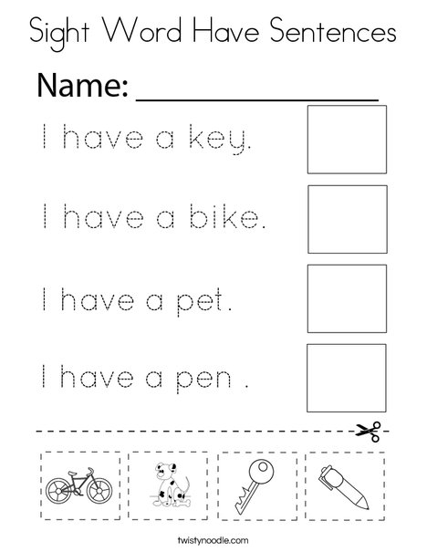 Sight Word Have Sentences Coloring Page