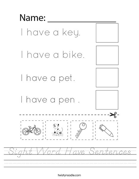Sight Word Have Sentences Worksheet