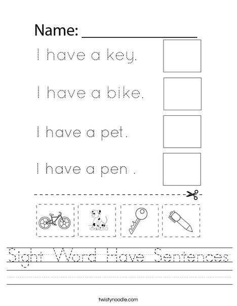 Sight Word Have Sentences Worksheet