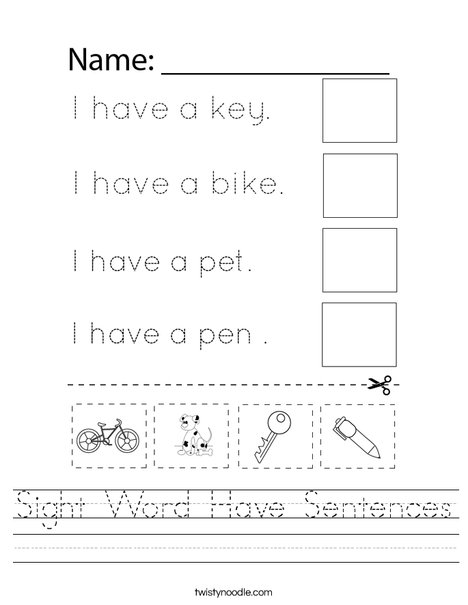 Sight Word Have Sentences Worksheet Twisty Noodle Sight Word Have Sentences Worksheet Twisty Noodle