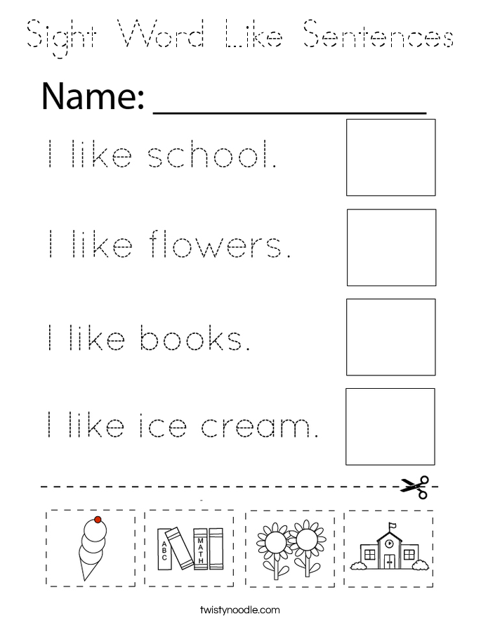 Sight Word Like Sentences Coloring Page