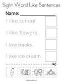 Sight Word Like Sentences Coloring Page