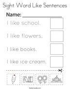 Sight Word Like Sentences Coloring Page