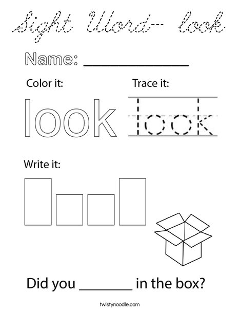 Sight Word- look Coloring Page