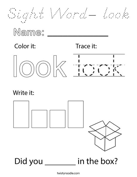 Sight Word- look Coloring Page