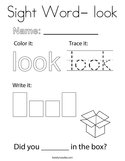 Sight Word- look Coloring Page