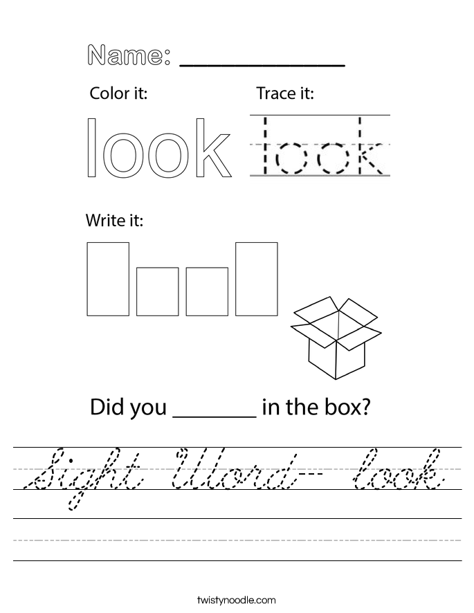 Sight Word- look Worksheet