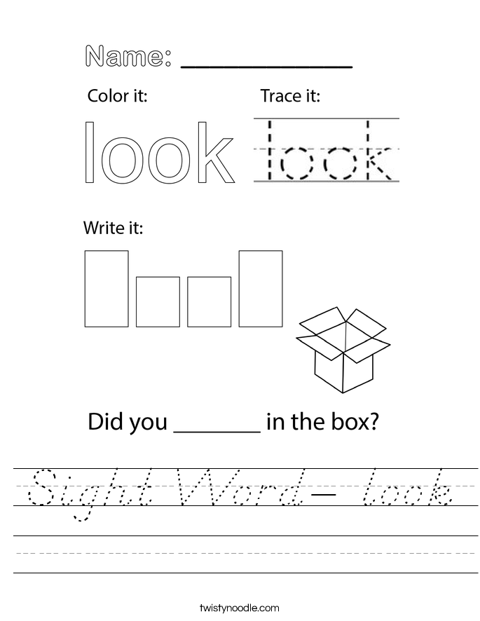 Sight Word- look Worksheet