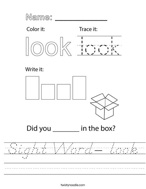 Sight Word- look Worksheet