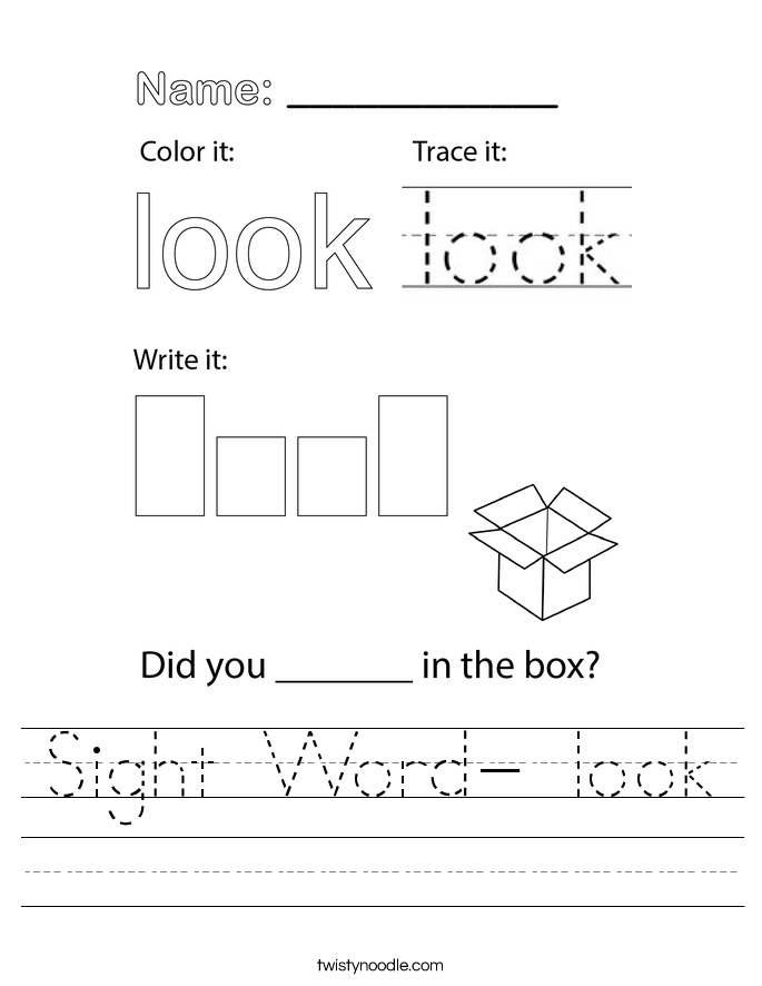Sight Word- look Worksheet