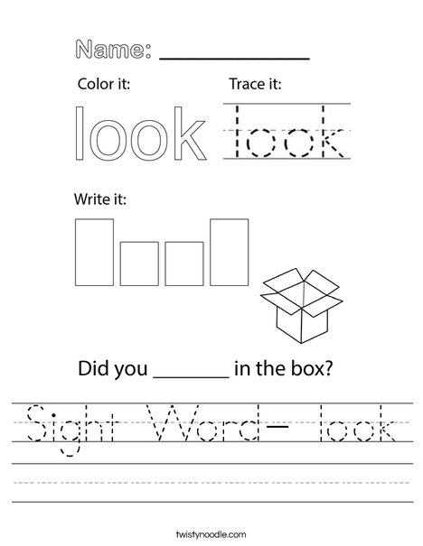 Sight Word- look Worksheet
