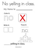 No yelling in class. Coloring Page