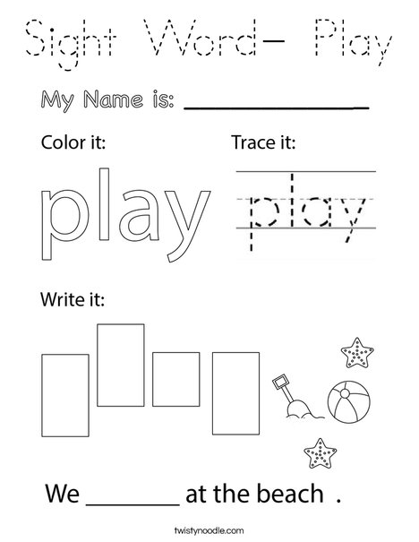 Sight Word- Play Coloring Page