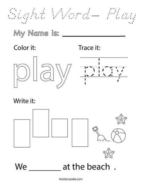 Sight Word- Play Coloring Page