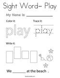 Sight Word- Play Coloring Page