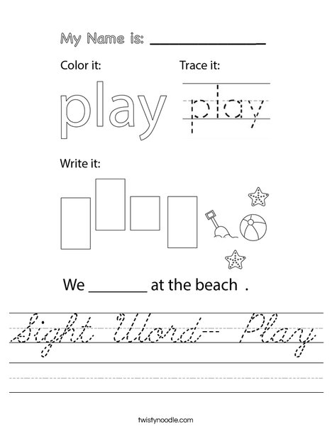 Sight Word- Play Worksheet