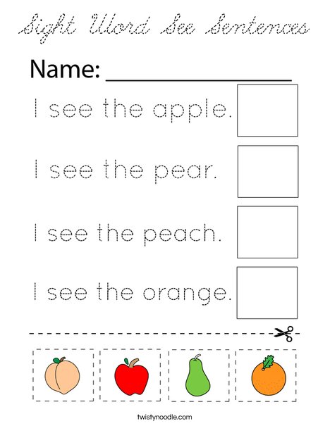 Sight Word See Sentences Coloring Page