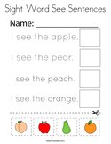 Sight Word See Sentences Coloring Page