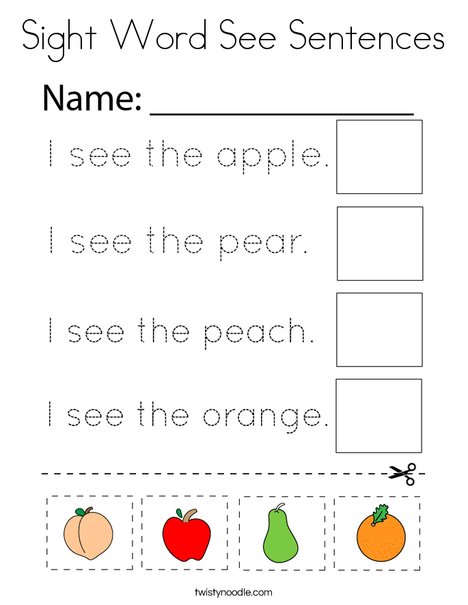 Sight Word See Sentences Coloring Page