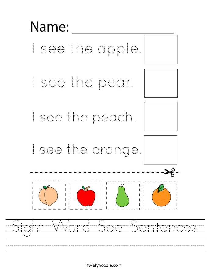 Sight Word See Sentences Worksheet